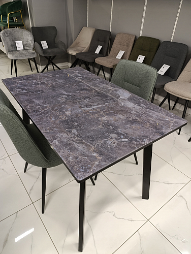 Стеклянный стол Агни 110 королевский мрамор / черный матовый из шоурума 2